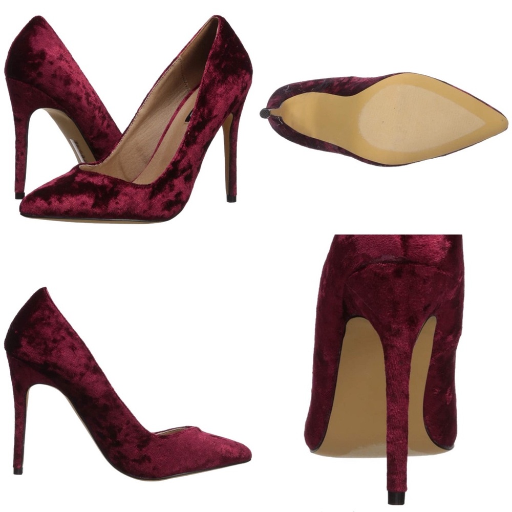 NWOT velvet cranberry red high heels